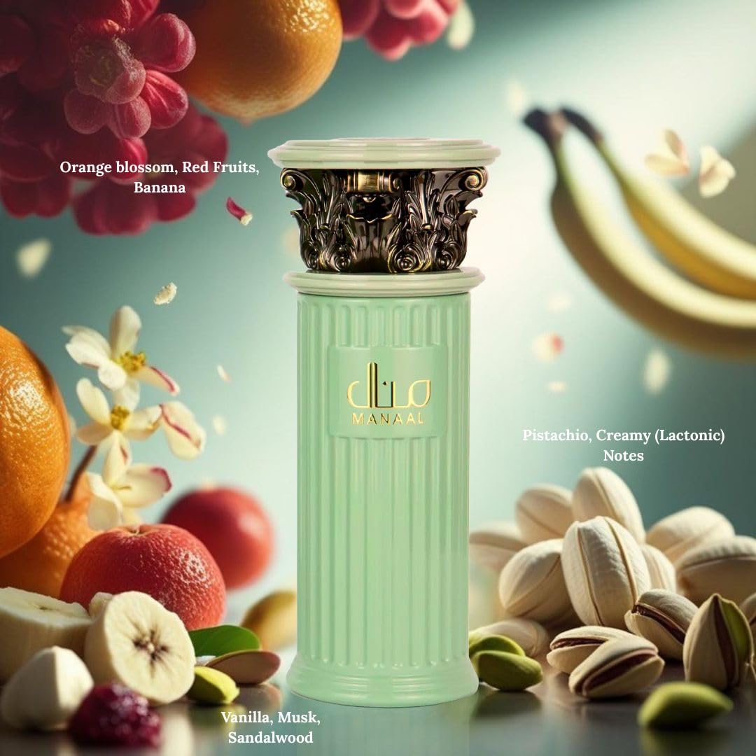 Ard Al Zaafaran Manaal Eau De Parfum Spray 100 ML (3.4 OZ) Long Lasting Arabian Perfumes For Women - A Whimsical Symphony of Pistachio Cream & Vanilla Dreams, Ladies Perfume & Premium Gift for Women