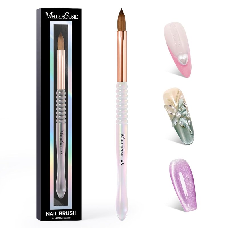 Kolinsky Acrylic Nail Brush - Professional 80% Pure Hair for Acrylic Extensions & 3D Carving | Size 8
