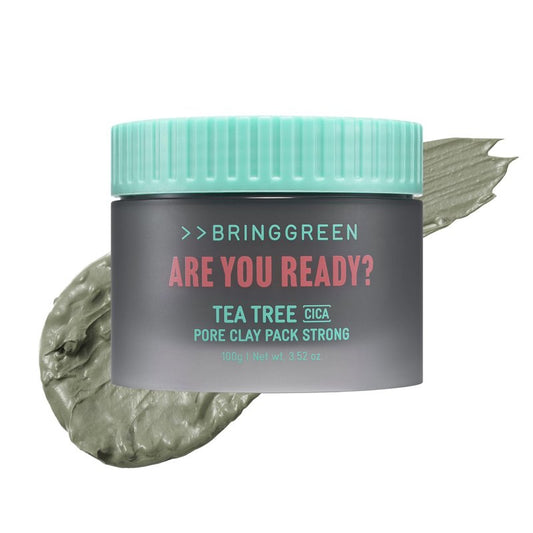 BRING GREEN Tea Tree Cica Pore Clay Mask 100g, Deep Cleansing Wash Off Pack for Blackheads & Excess Sebum