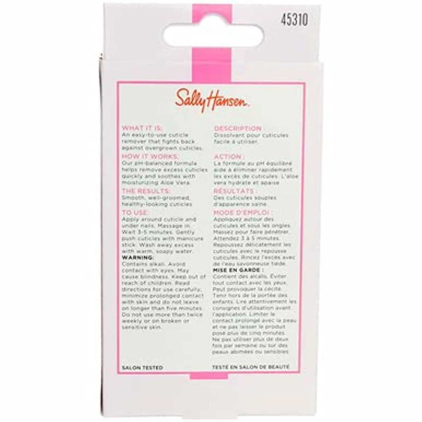 Sally Hansen Nail Treatment Problem Cuticle Remover™ | Eliminates Thick & Overgrown Cuticles | pH-Balanced Formula Infused with Aloe Vera-| Gently Soothes & Conditions Cuticles,(Pack of 2)