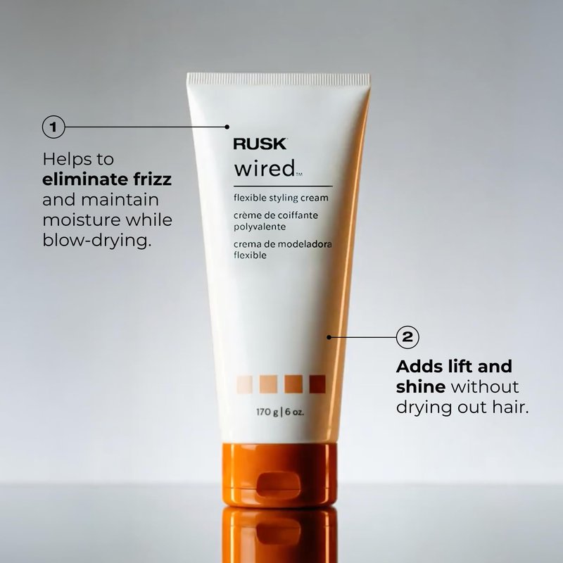 RUSK Wired Flexible Styling Cream - Frizz Control Hair Styling Products for Textured Definition & Pliable Hold - Flexible Hair Cream for All Types (6 oz)
