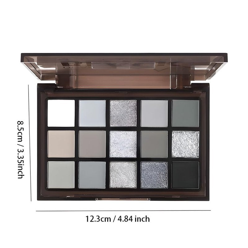 GUANTIAN Black Smoky Eye shadow Palette, 15 Colors Black Dark Grey Smokey Goth Eyeshadow Pallet, Matte High Pigmented Basic White Gray Eyeshadow For Woman