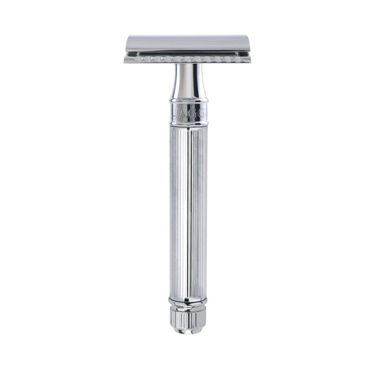 Edwin Jagger DE89Lbl Lined Detail Chrome Plated Double Edge Safety Razor by Edwin Jagger