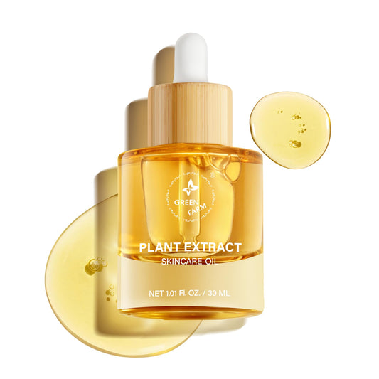 GREEN FARM Face Oil with 21.7% ECOCERT Organic Squalane & Vitamin C - Plant-Based, Non-Greasy Facial Oil for Dry, Sensitive Skin - Anti-Aging, Brightening, Gua Sha Oil, 1 fl oz