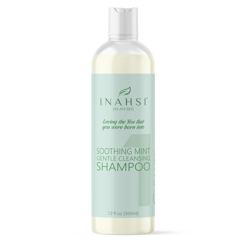 Inahsi Soothing Mint Gentle Cleansing Shampoo - Curly Hair Care for Men, Women & Kids | 12 oz, Made in the USA