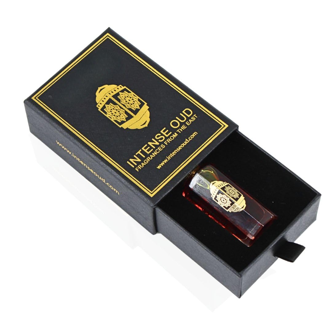 INTENSE OUD Gold Saffron Long Lasting Arabian Perfume Oils for Women 12ML (0.40 OZ) Fragrance Oil With Saffron, Amber & Vanilla Notes - Concentrated Perfume Oil & Valentines Day Gift With Black Box