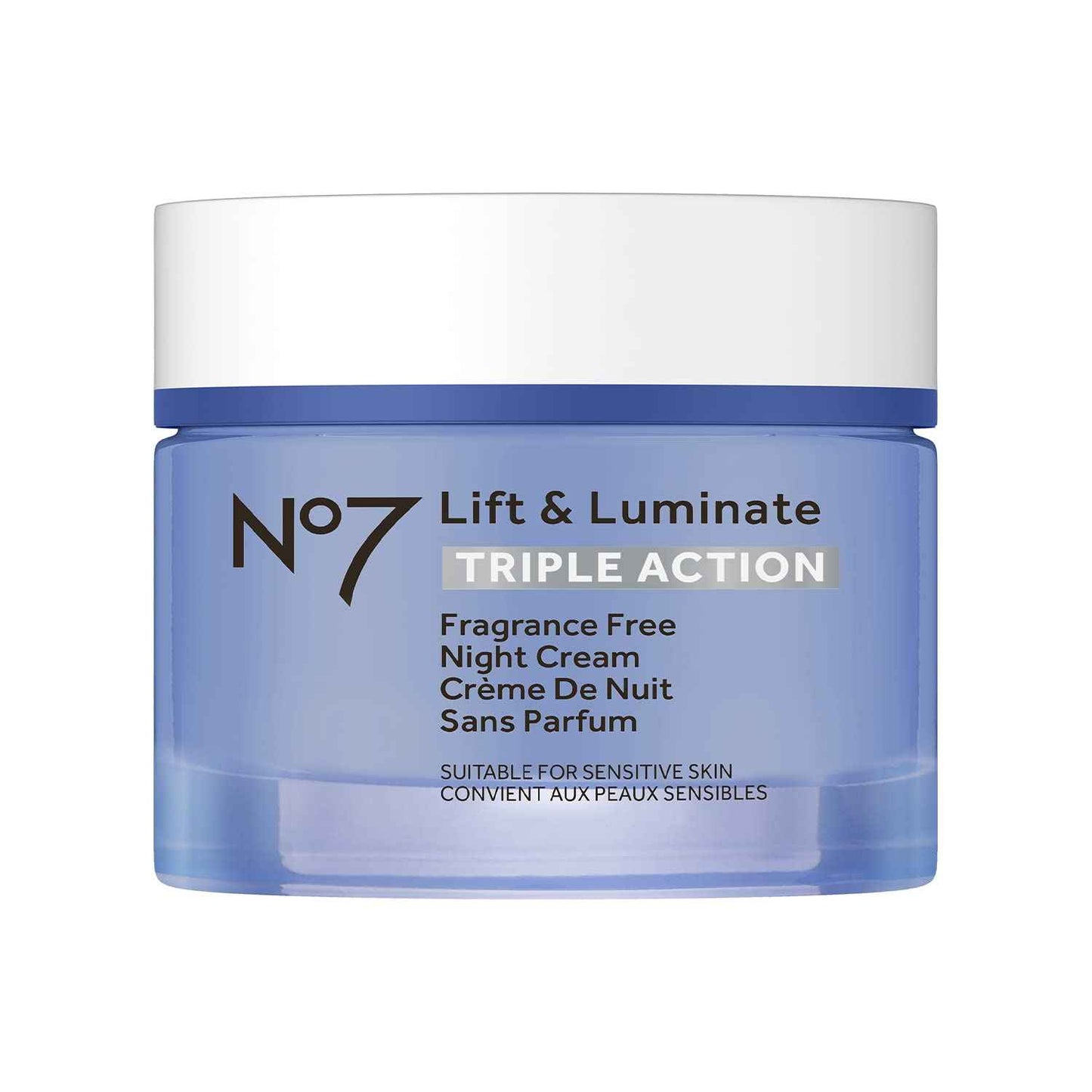 No7 Lift and Luminate Triple Action Fragrance-Free Night Cream – Anti-Wrinkle Collagen Peptide Brightening Moisturizer with Hyaluronic Acid, Hibiscus, and Vitamin C (50ml)