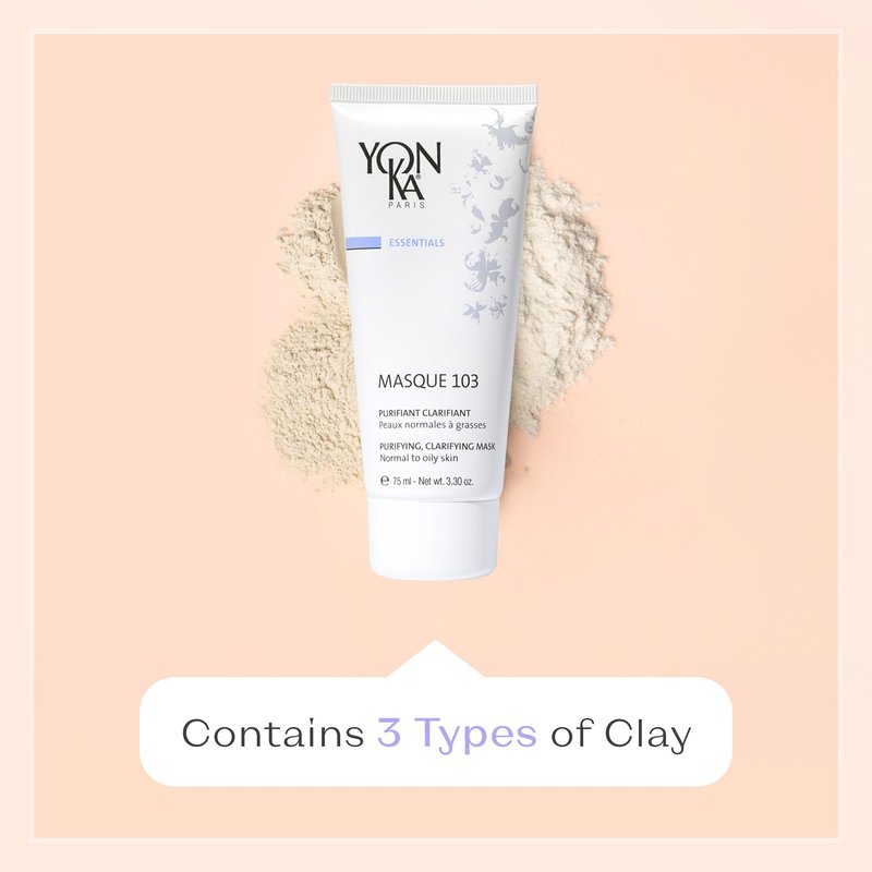 Yon-Ka Masque 103 | Clay Face Mask | Clarify Skin and Tighten Pores with Botanical Extracts and Triple Clay Blend | Oily and Acne Prone Skin | Paraben-Free | 3.30 oz