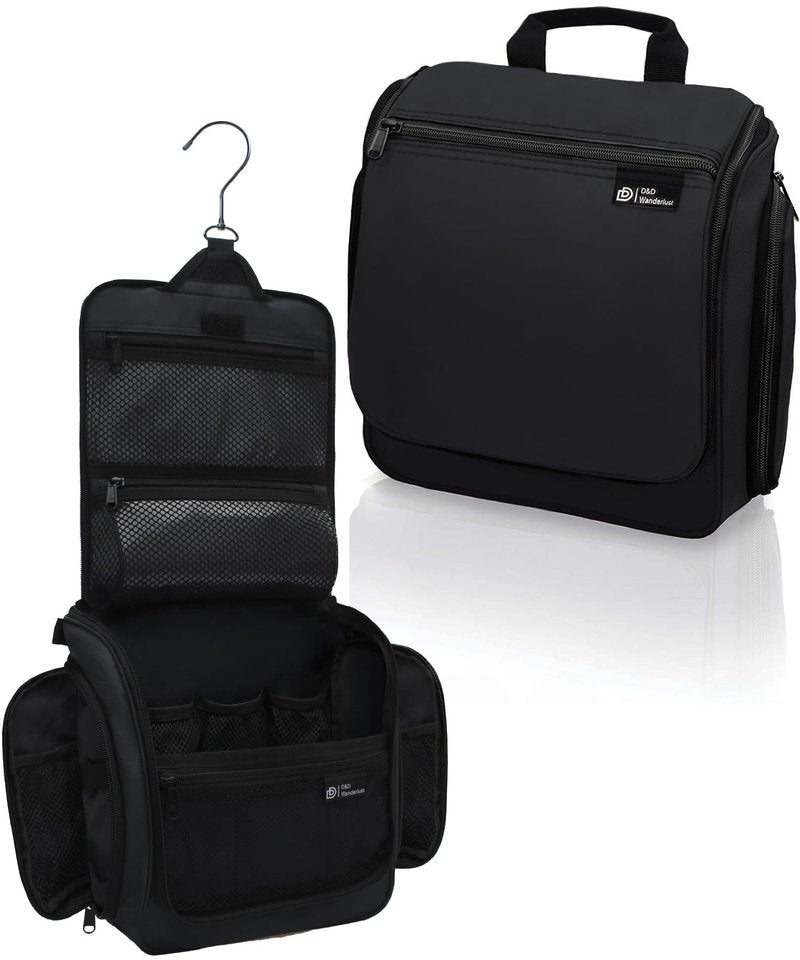 DD D&D Wanderlust D&D Hanging Travel Toiletry Bag for Men and Women - Extra Large Toiletries Organizer Kit with 10 Compartments, YKK Zippers, XXL Metal Swivel Hook, Water-Resistant Nylon