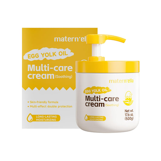 MATERN'ELLA Body Moisturizer with Egg Yolk Oil, Natural Body Lotion Long-Lasting Hydration 48h with Squalane & Sodium Hyaluronate Cream Suitable for Sensitive Skin Fragrance Free 17.6 oz