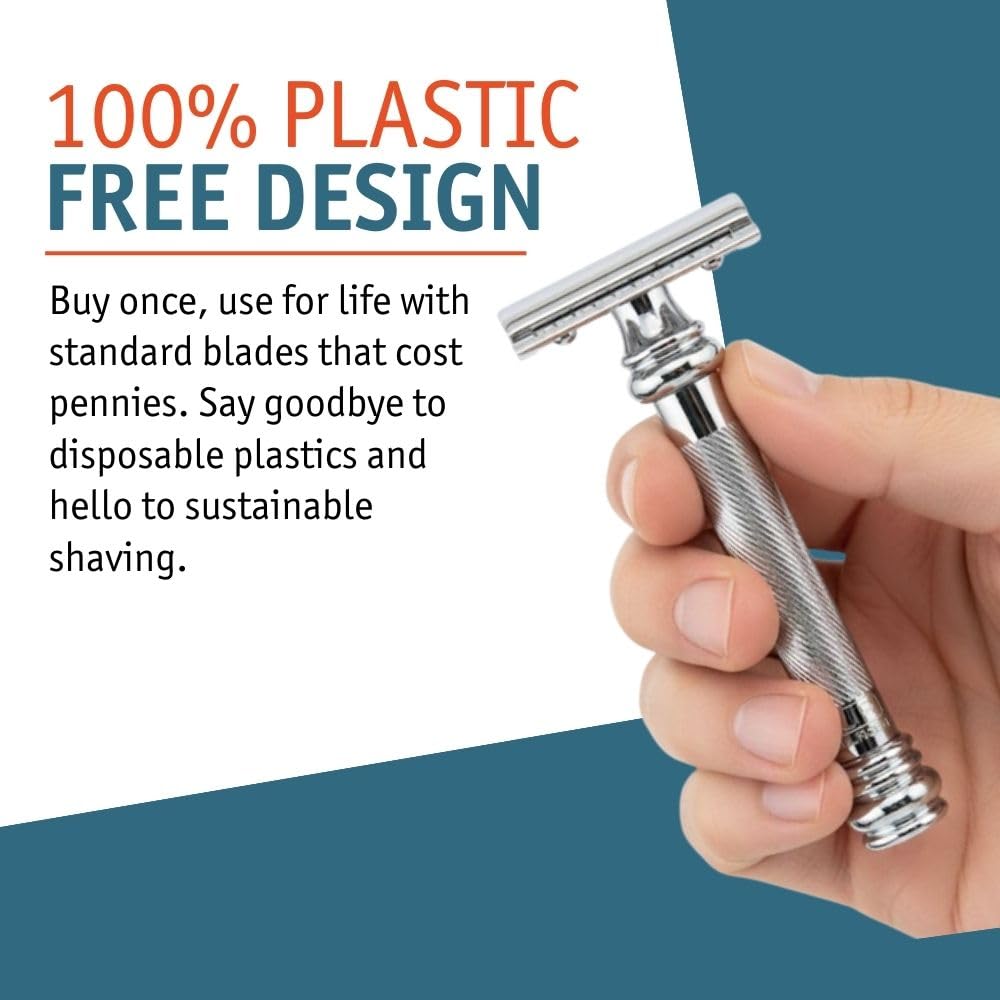 Merkur 38C Double Edge Safety Razor | Chrome Finish, Extra Large Grip, Eco-Friendly Design