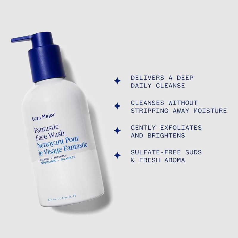 Ursa Major Face Wash - Natural Vegan Daily Foaming Cleanser | 10.24 oz for Men & Women