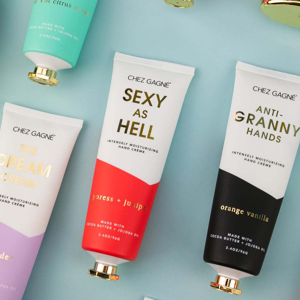 Chez Gagné Intensely Moisturizing Vegan Hand Cream, Jojoba Oil Cocoa Butter,Non-Greasy, Fast-Absorbing, USA - (Cypress + Juniper - Sexy as Hell) - Valentine's Day Gift
