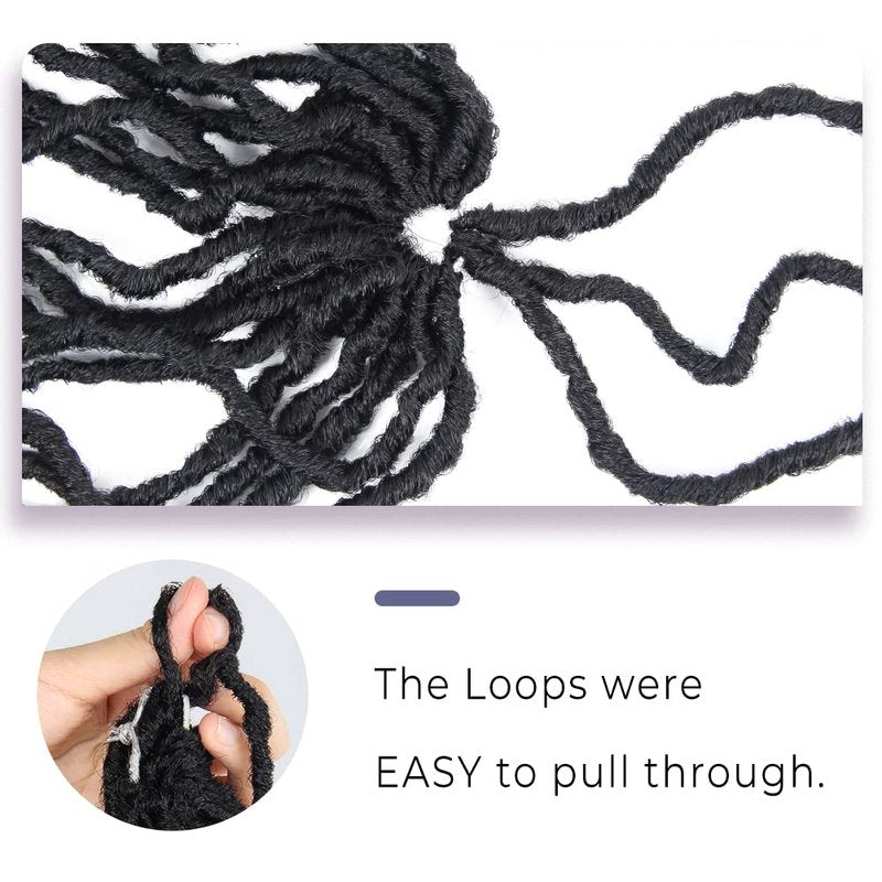 Niseyo Faux Locs Crochet Hair 18 Inch Soft locs, 6 Packs Short Crochet Locs Pre Looped Crotchet Straight Synthetic Hair Extensions (1B, Natural Black)