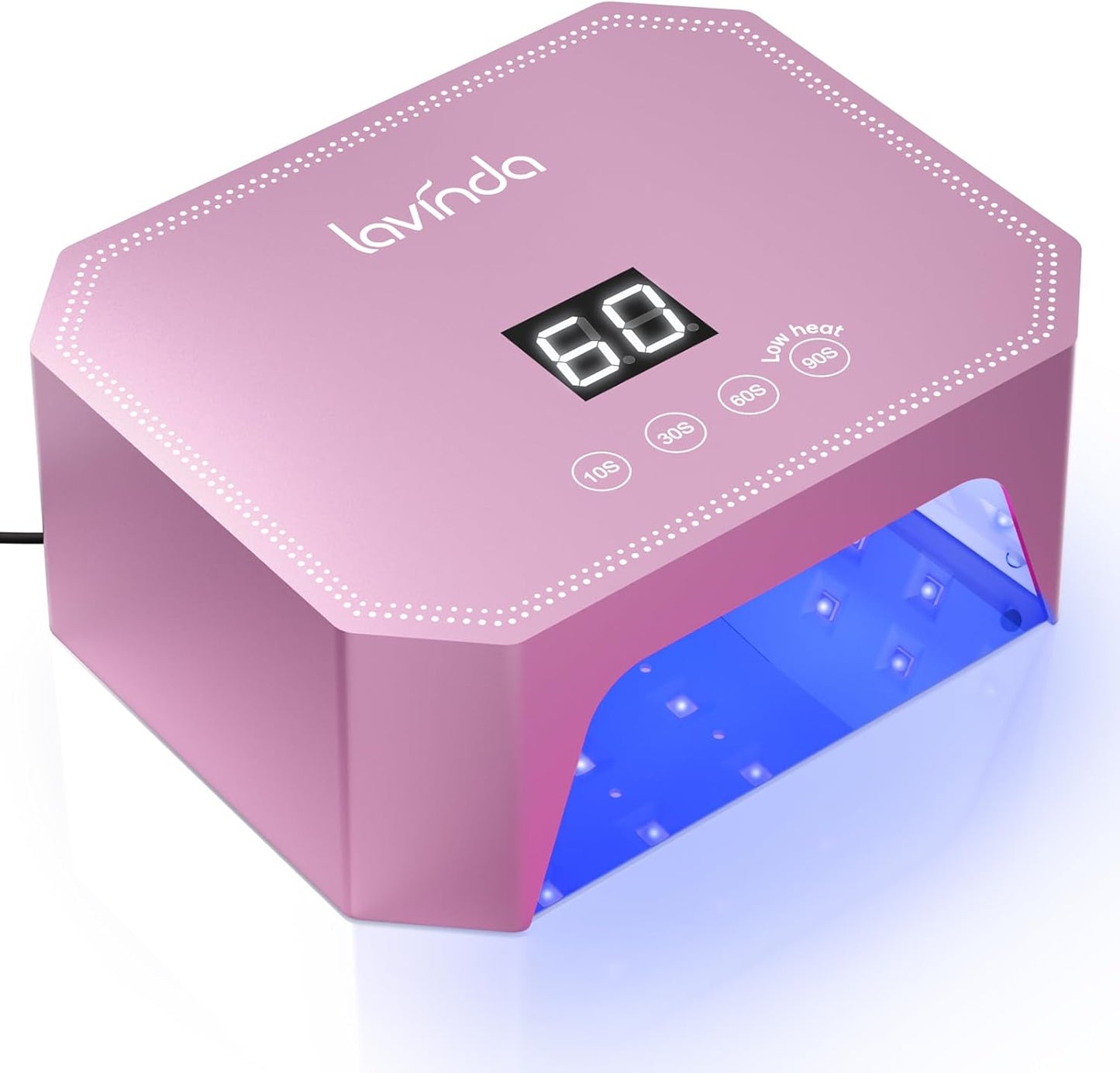 Lavinda 54W UV LED Nail Lamp - Professional Gel Nail Dryer with LCD Display & Auto Sensor | Pink