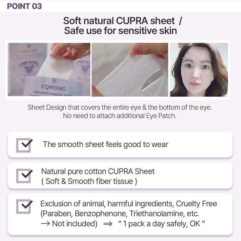 CQMONG Diamond Ampoule Sheet Mask (30g x 10pcs), Korean Face Facial Masks, Glossy & Elastic Skin, Hydrating, Soothing, Nourishing, Collagen & Hyaluronic Acid, Smooth Sheet