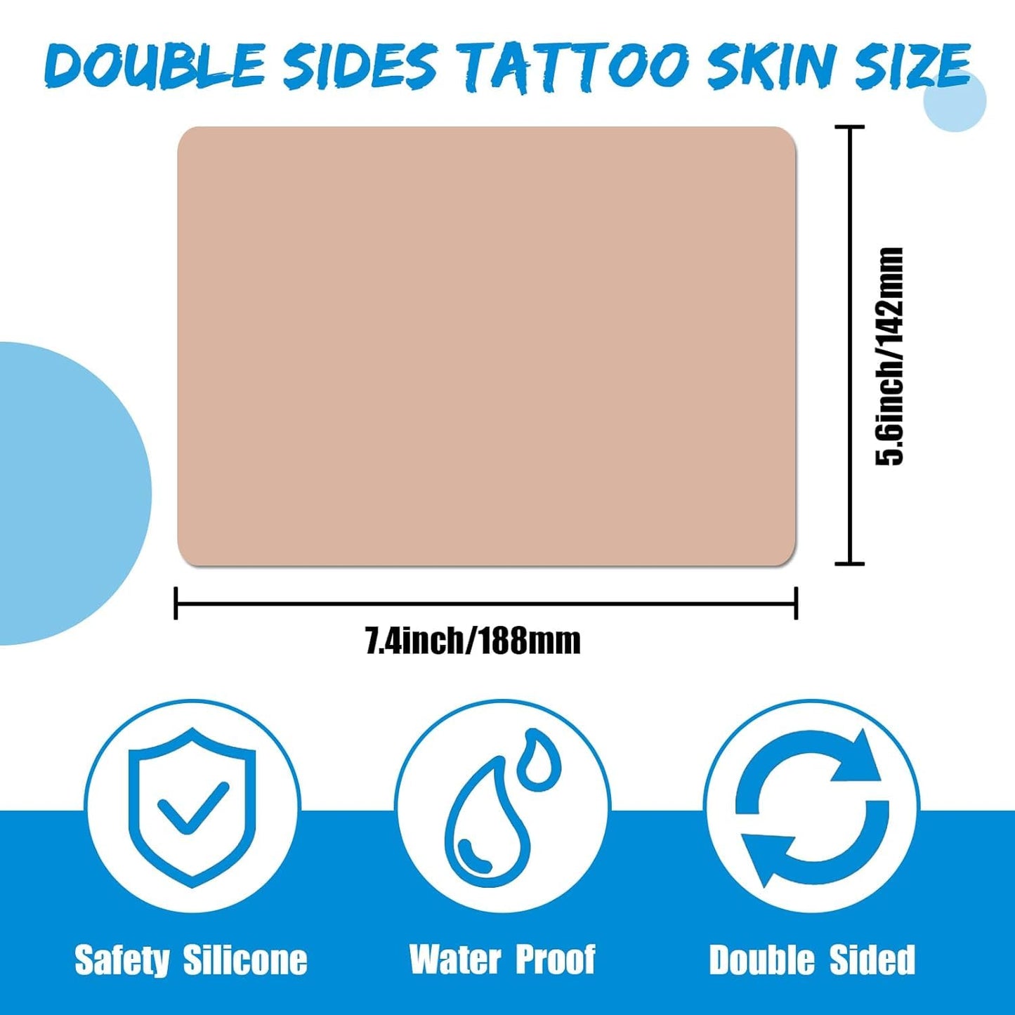 Tattoo Practice Skin - Combofix 20Pcs Double Sided Blank Tattoo Skin Fake Skin, 7.4x5.6in Soft Practice Skins Fake Eyebrow for Beginners and Experienced Artists (Soft Silicone)