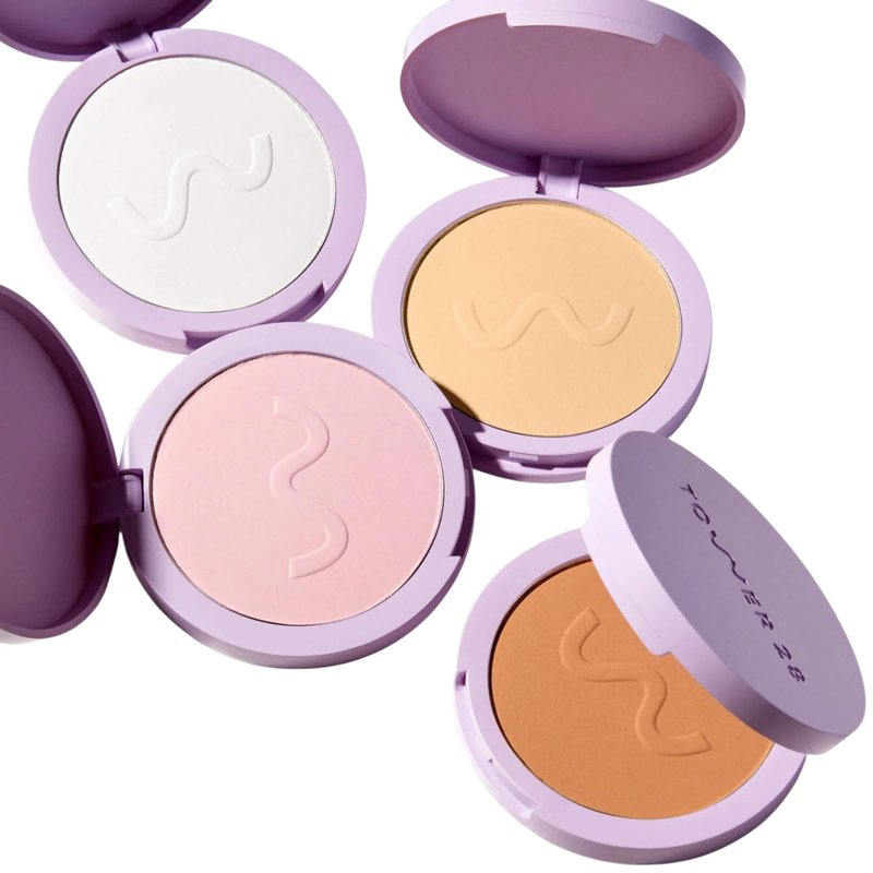 Tower 28 GetSet Pressed Setting Powder - Talc-Free Face Powder for Sensitive Skin with Kaolin Clay + Squalane - Brightens + Sets Face Makeup - Transfer/Sweat-Proof - Pink Palisades (0.35 oz)