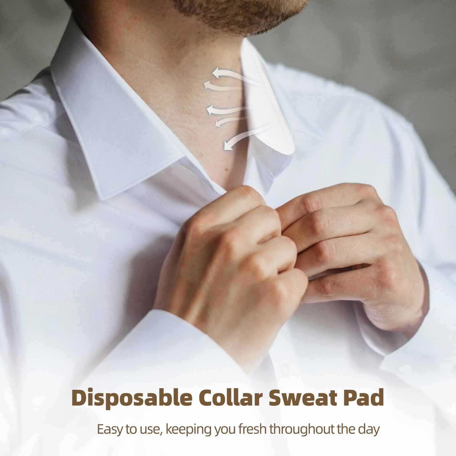 100 PCS Neck Collar Sweat Pads, Disposable Collar Sweat Pads for Men Women Shirts, Fitted Neck