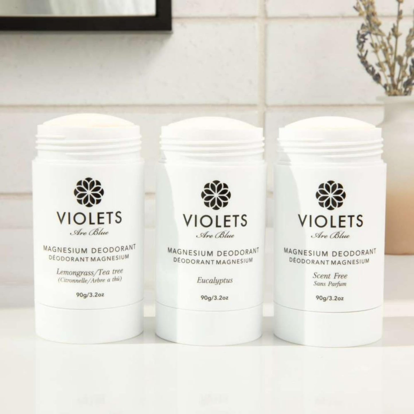 Violets Are Blue Magnesium Deodorant – Award-Winning, Aluminum-Free, Baking Soda-Free – Long-Lasting Natural Deodorant with Coconut Oil – Cream Formula for Women & Men 3.2oz (Eucalyptus)