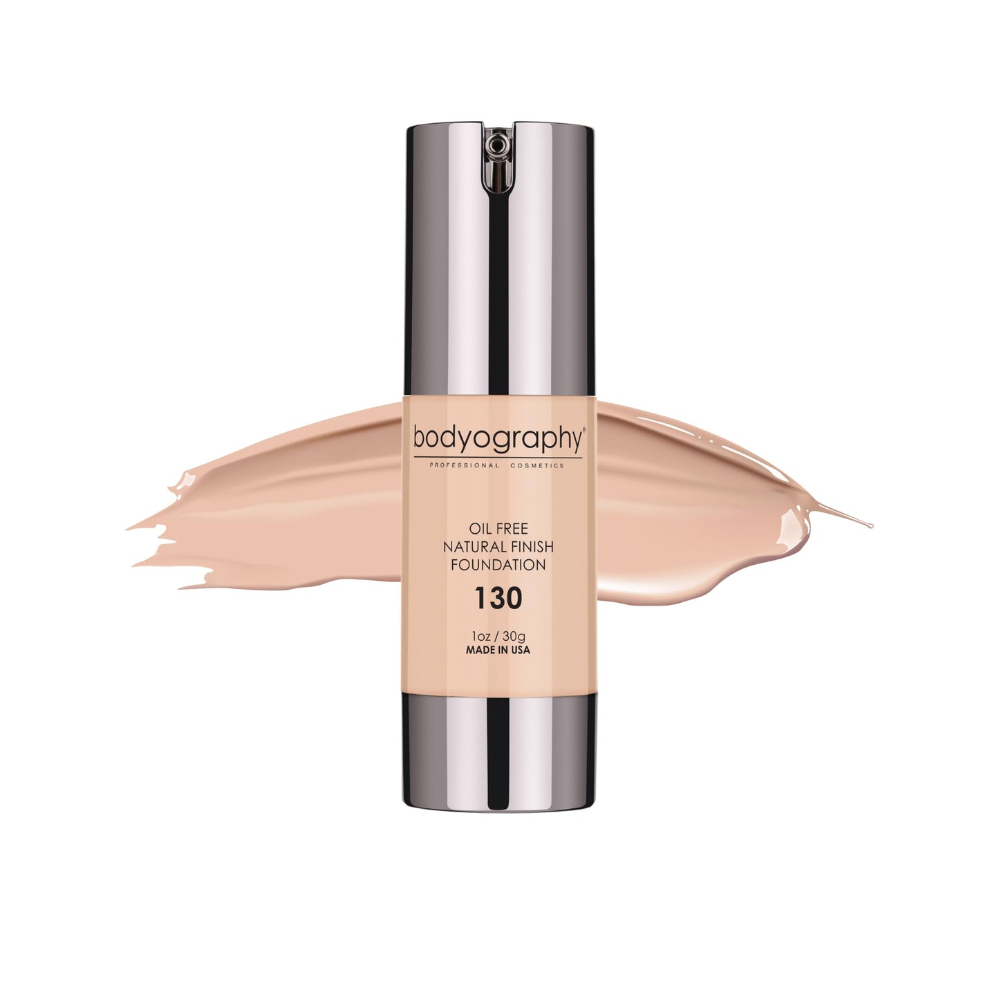 BODYOGRAPHY - NATURAL FINISH Foundation (Light #130): Oil-Free Anti-Aging Salon Natural Finish w/ Vitamin E, C, Antioxidants | Vegan, Gluten-Free, Paraben-Free