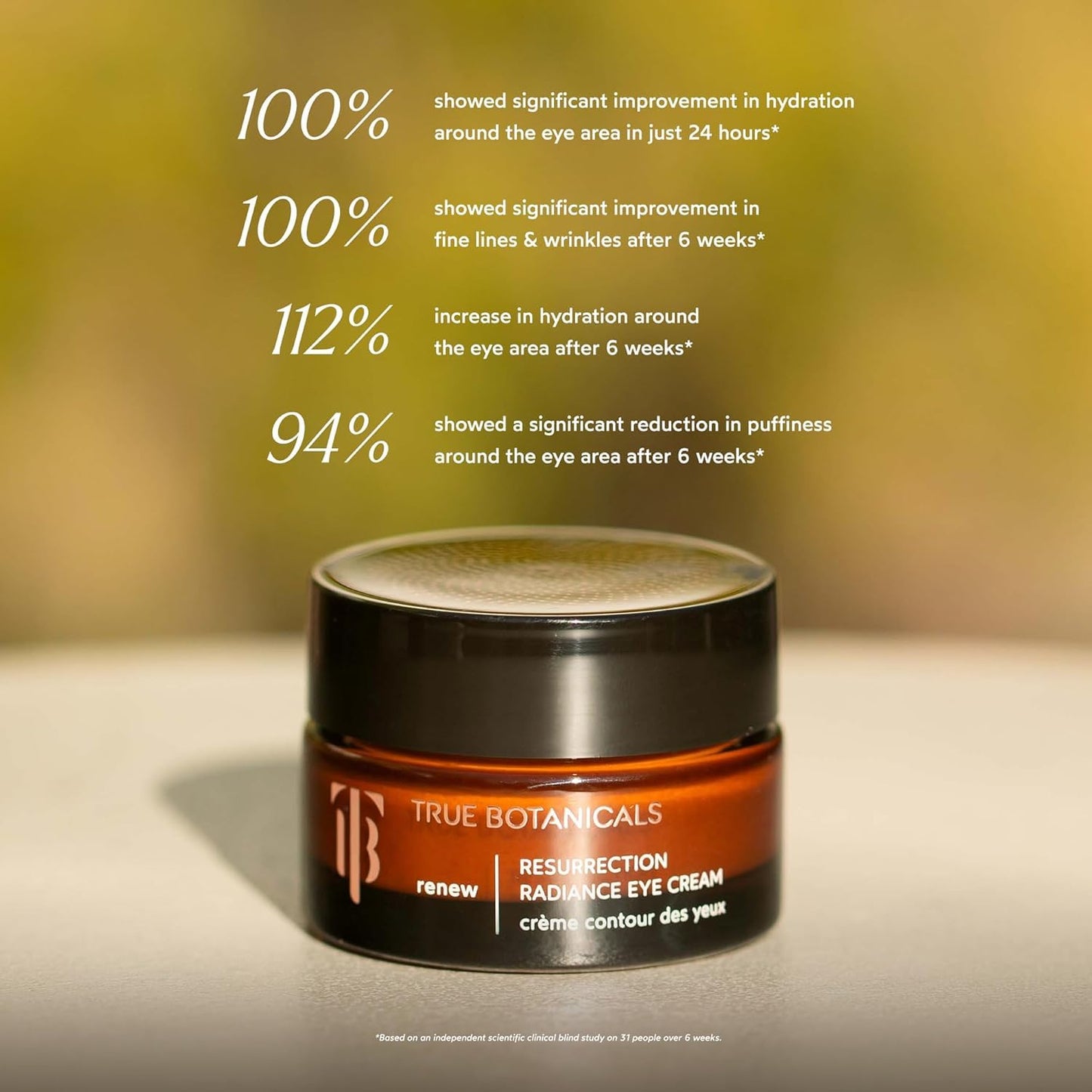 True Botanicals Resurrection Radiance Eye Cream - Brightens Dark Circles & Reduces Fine Lines | 0.5 oz | All-Natural, Vegan