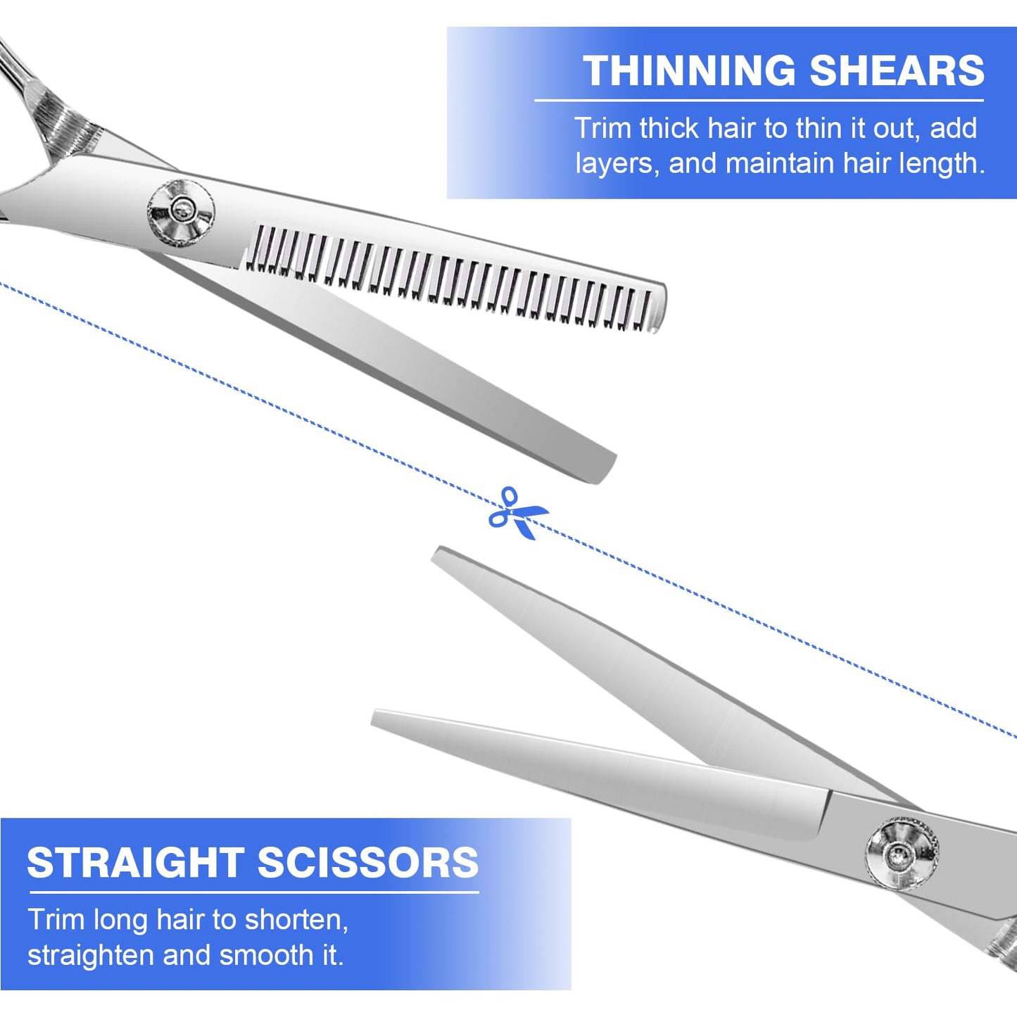 Professional Hair Cutting Kit for Women & Kids - Hair Scissors, Split Ends Trimmer & Bangs Clips - DIY Home Haircut Tools for Precision Cutting, Styling & Trimming