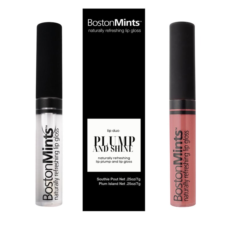 Plump & Shine Lip Duo Set - Vegan Lip Gloss & Lip Plumper | Plum Island & Southie Pout (.25oz Each)