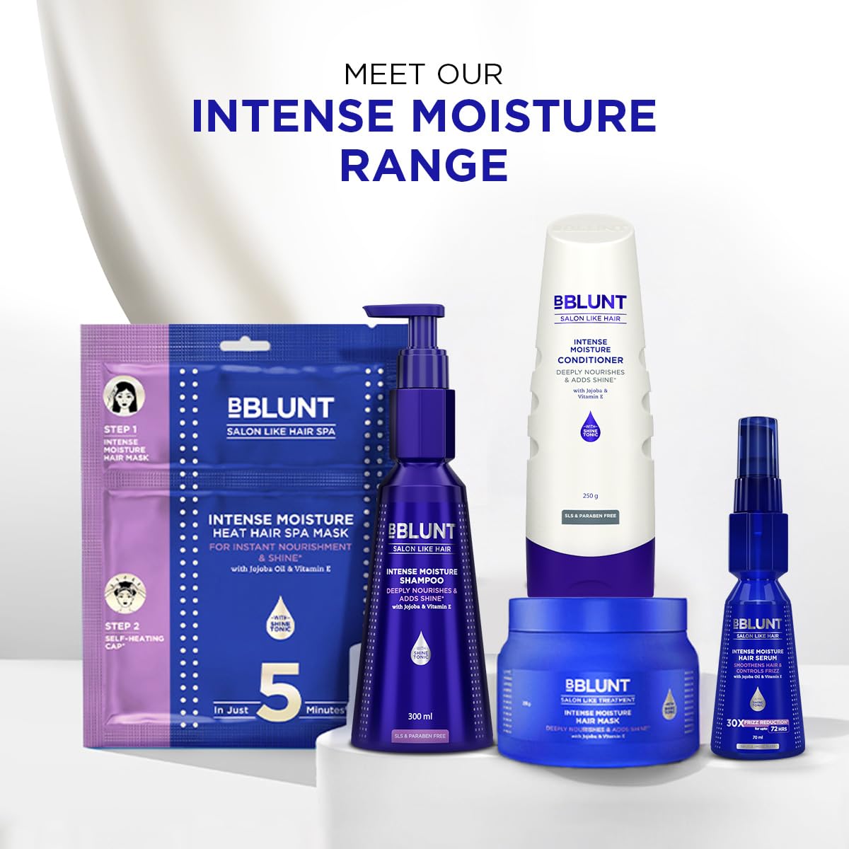 BBLUNT Intense Moisture Shampoo with Jojoba and Vitamin E for Dry & Frizzy Hair Moisturizes & Hydrates Adds Shine For Men & Women 300 ml