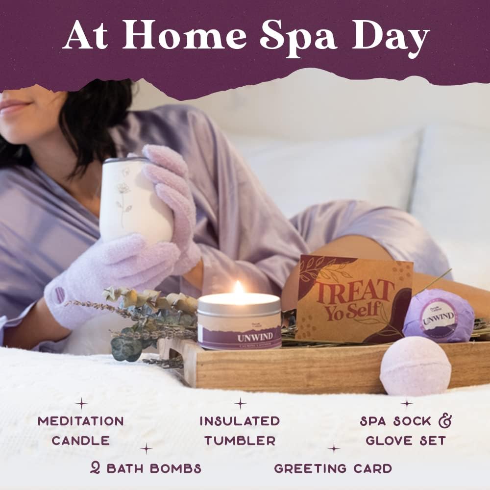 Purple Canyon Spa Gift Box - Relaxing Lavender Stress Relief Gift for Women | All-Natural Ingredients | 6-Piece Set
