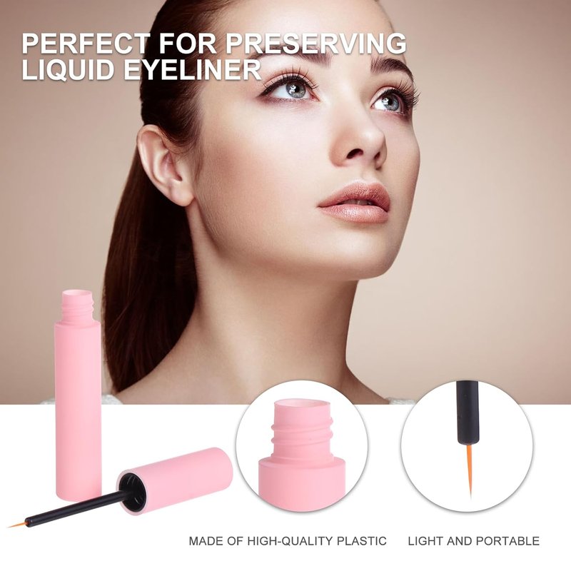 LALAFINA 30Pcs Plastic Eyeliner Tubes - 10ml Refillable Vials with Brush Applicator for DIY Eyelash Growth Oil & Eye Gloss