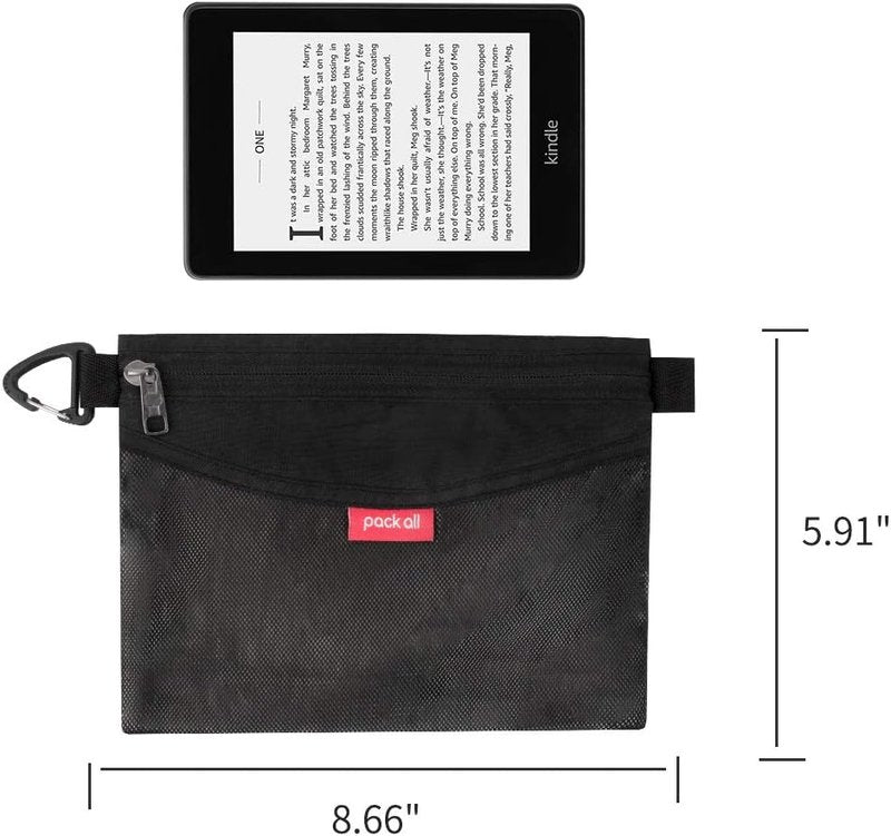 Water-Resistant Zipper Pouch | Small Mesh Storage Bag for Travel & Office - Black