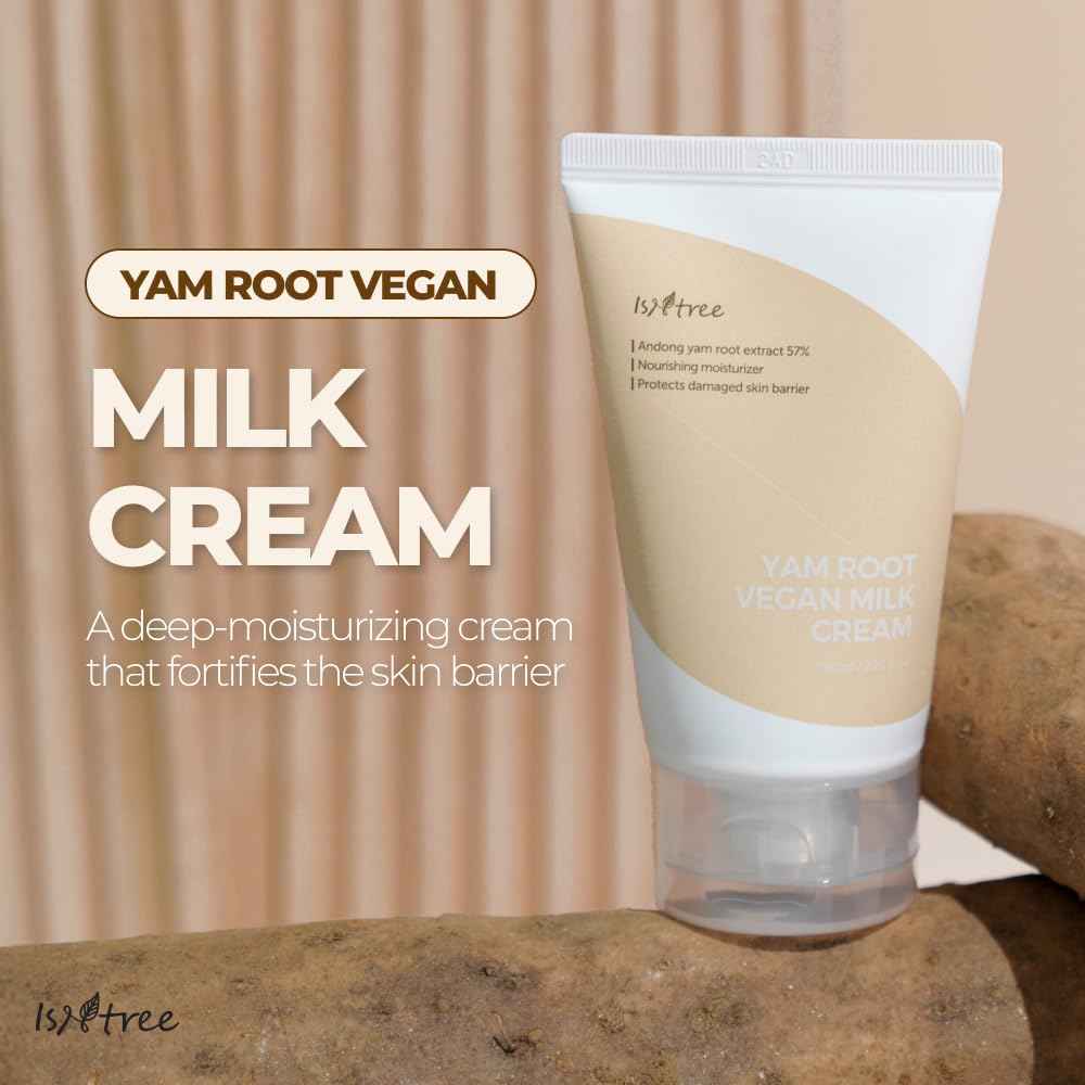 IsNtree Yam Root Vegan Milk Cream 80ml, 2.7 fl.oz | Nourishing moisturizer | vegan milk moisturizer | Korean Skincare