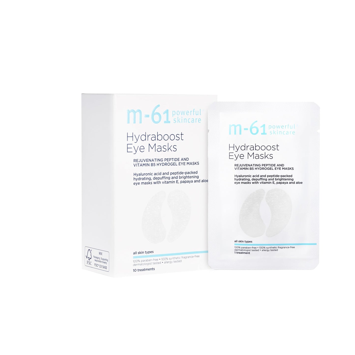 m-61 Hydraboost Eye Masks | Hydrogel Under Eye Patches with Hyaluronic Acid, Peptides, Vitamin E for Puffiness, Dark Circles | Derm & Allergy Tested | Made in South Korea - 10 Treatments