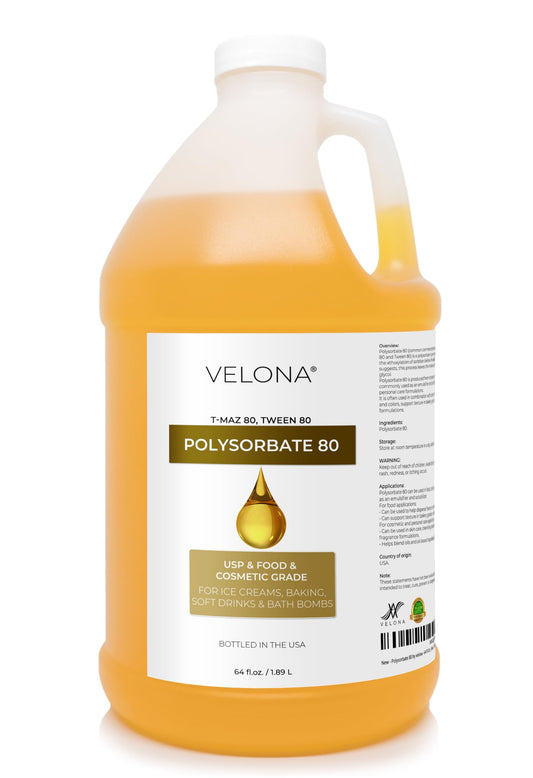 Polysorbate 80 by Velona - 64 Fl Oz | Solubilizer, Food & Cosmetic Grade | All Natural for Cooking, Skin Care and Bath Bombs, Sprays, Foam Maker | Use Today - Enjoy Results
