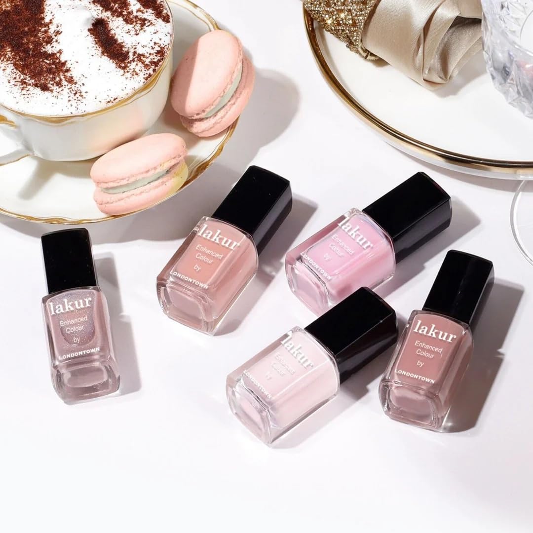 LONDONTOWN Lakur Nail Polish – Nude & Brown Shades, Champagne in Bed, 0.4 Fl Oz, Long-Lasting, Streak-Free, Chip-Resistant | 21+ Free Non-Toxic Vegan Nail Color, Strengthens & Hydrates Nails