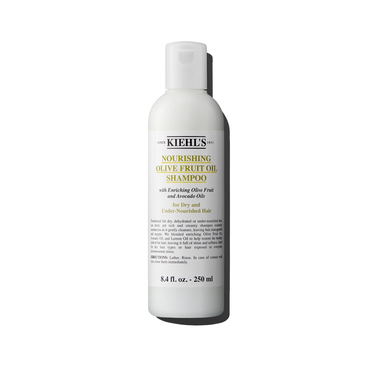 Kiehl's Nourishing Olive Fruit Oil Shampoo, Moisturizing Hair Shampoo for Dry & Damaged Hair, Leaves Hair Soft and Shiny, Restores Shine, with Avocado Oil & Lemon Oil - 8.4 fl oz