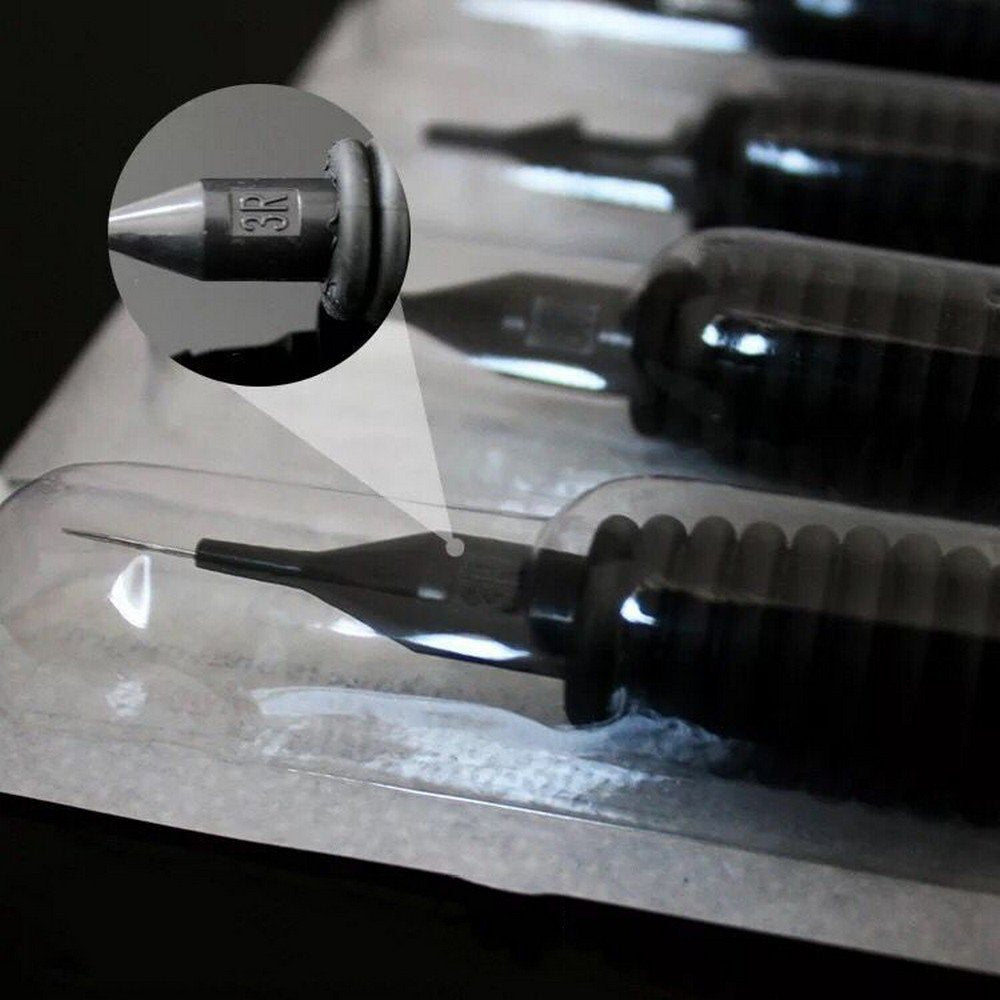50PCS Disposable Sterilized Conjoined Tattoo Needles and Tubes Grip 5RL(19mm)