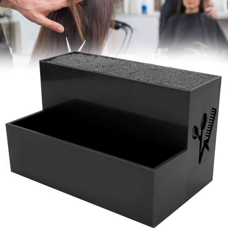 Tomotato Professional Salon Shear Holder Rack, Salon Hairdressing Combs Clips Box Scissors Storage Box Organizer Case Barber Accessories, for Hair Stylist Office Home(Black)
