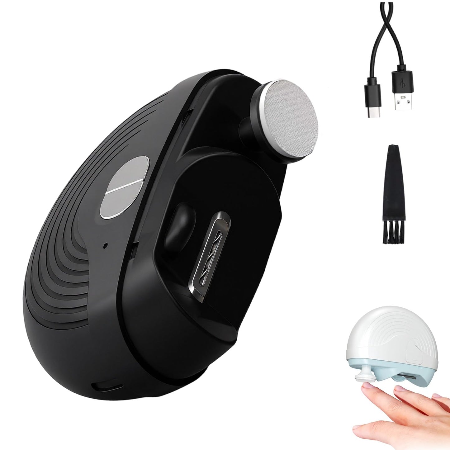Electric Smart Nail Clippers for Adults Seniors, Automatic Nail Clipper Trimmer with Polisher, Rechargeable 2 in 1 Electric Nail Clipper with Light 3 Speeds Adjustable (Black)