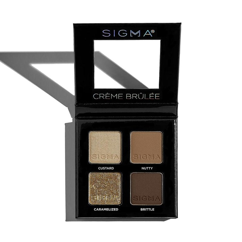 Sigma Beauty Crème Brûlée Eyeshadow Quad — Makeup Eyeshadow Quad with a Buttery Soft Formula and Buildable, Blendable Shades for a Flawless Eye Look, Designed for All Day Wear