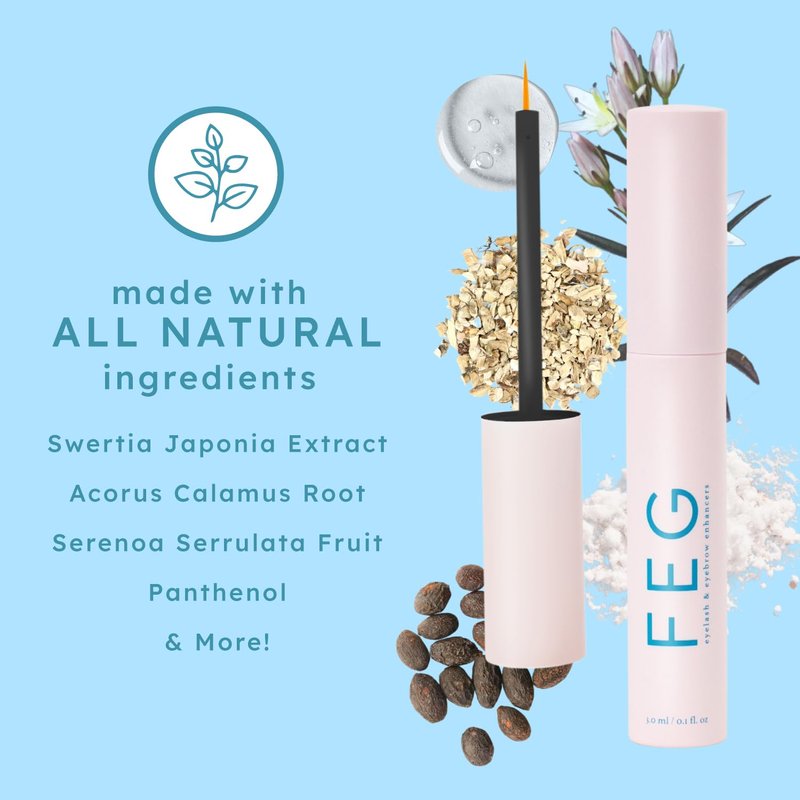FEG Eyelash Enhancer - Rapid Growth Serum for Naturally Thick, Full Eyelashes | 3-Pack of 3ml Tubes