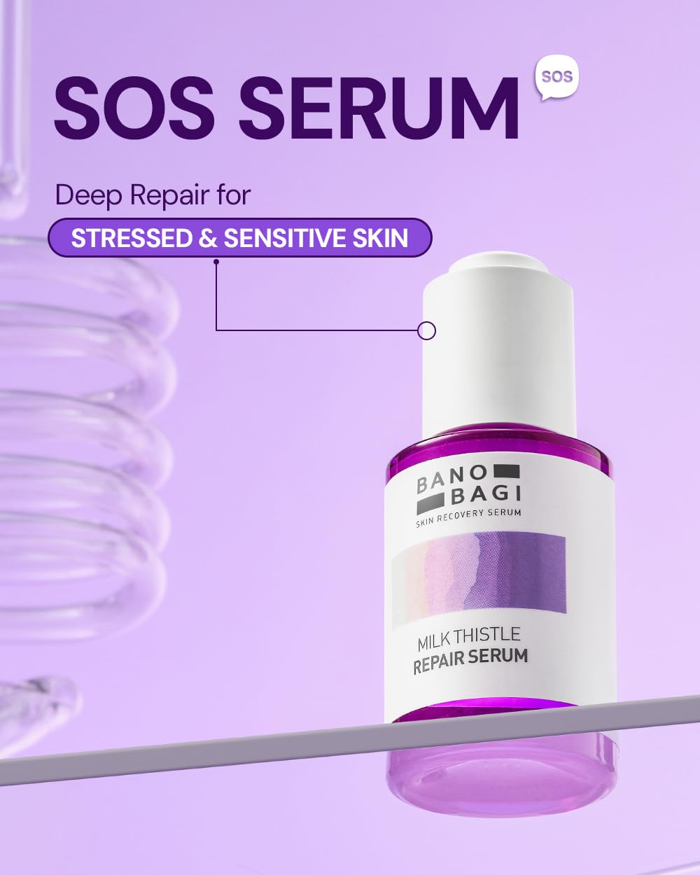 BANOBAGI Milk Thistle Repair Serum | Korean Skin Care Face Moisturizer Hydrating Serum for Face | Korean Moisturizer Skin Firming Face Serum for Glowing Skin w/ 70% Burdock Root Extracts (1.01 oz)