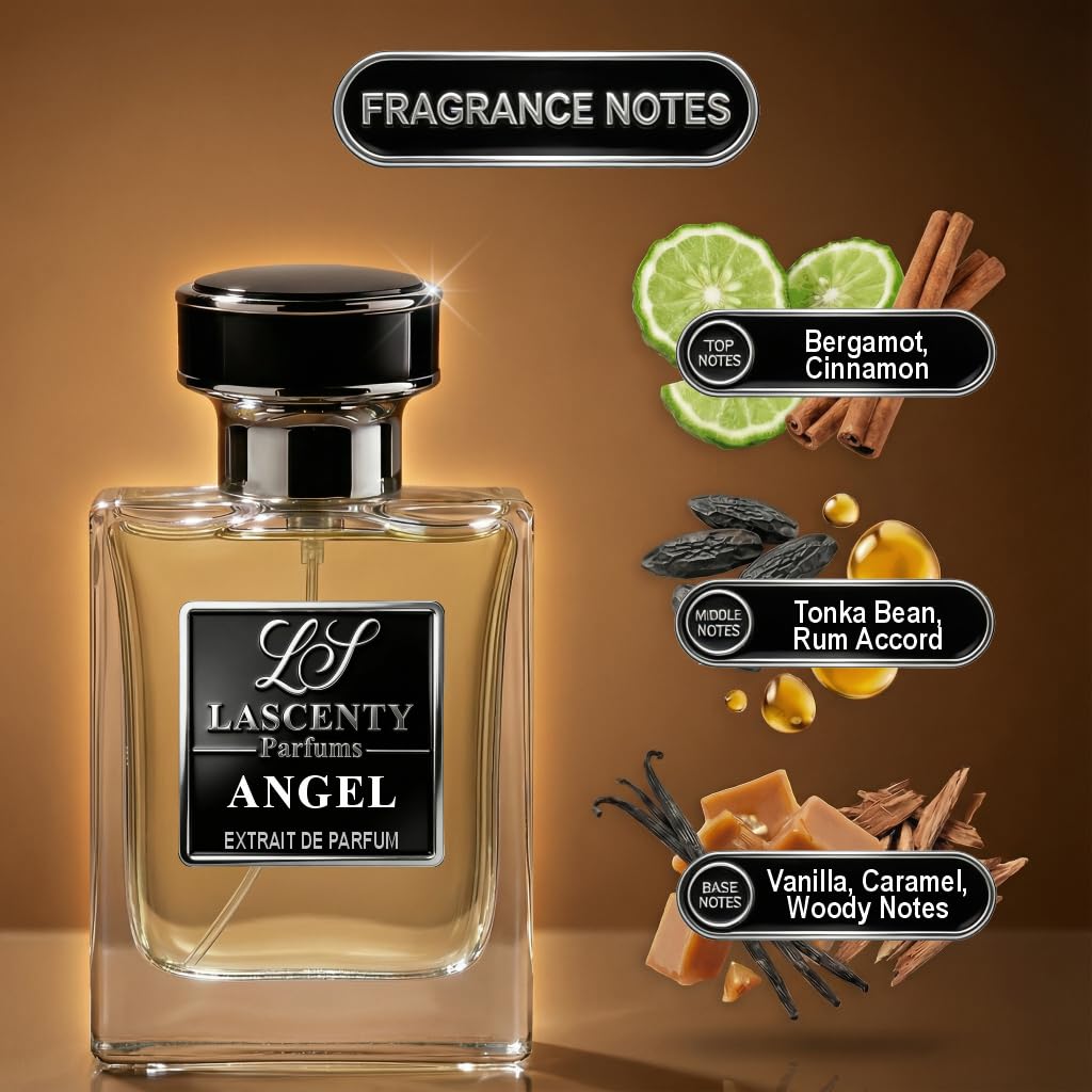 LaScenty ANGEL Inspired by K|.LIAN Angels' Share, Warm Spicy Gourmand Perfume and Cologne for Men and Women, Long Lasting Intense Fragrance with Strong High Projection, 50 ml EDP