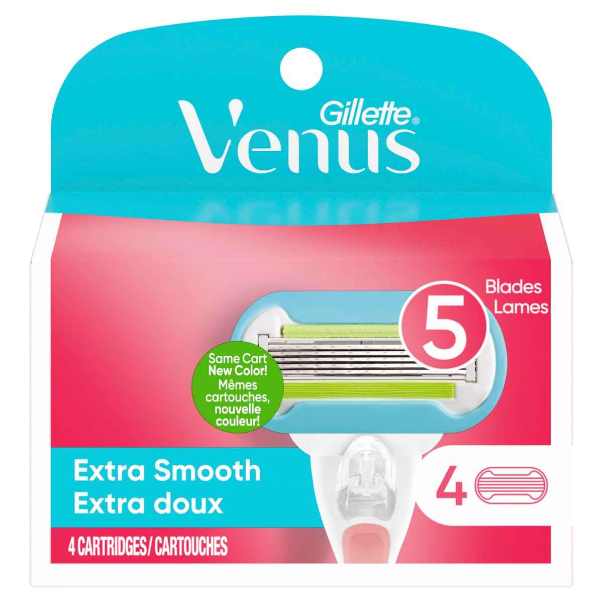 Gillette Venus Extra Smooth Womens Razor Blade Refills, 4 Count, Designed for a Close, Smooth Shave