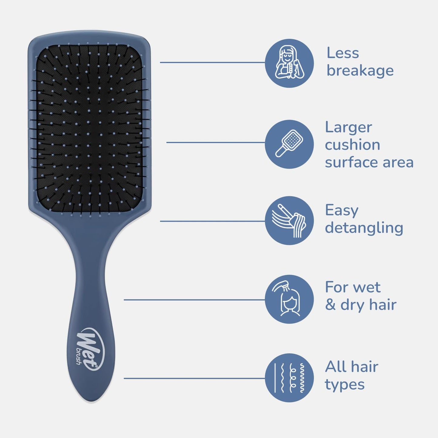 Wet Brush Paddle Detangler Hair Brush, Elemental Blue, Ultra-Soft IntelliFlex Bristles with AquaVent Design, Great For Treatment & Mask Application, Women, Men, Wet, Dry and Damaged Hair