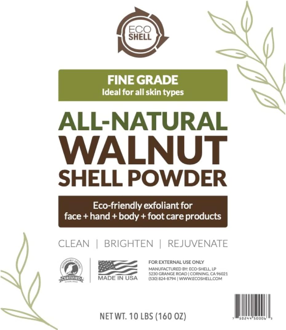 Eco-Shell Walnut Shell Powder - Fine Grade Natural Exfoliant for Skin, Body & Foot Scrubs | 10 lbs (160 Oz)