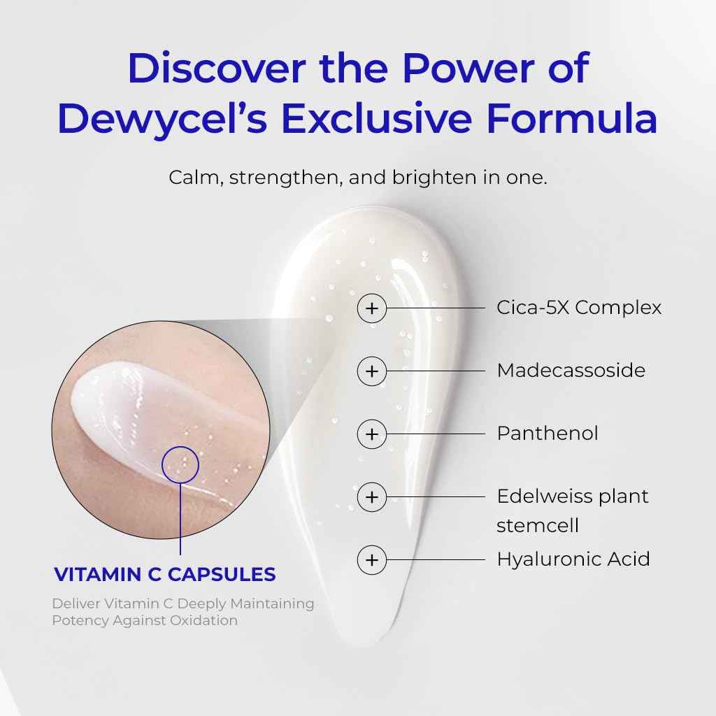 DEWYCEL CICA PLUS BALM with Vitamin C inducer | Premium Korean Day and Night Moisturizer | Centella asiatica, Madecasoside, hyaluronic acid | 1.70 fl oz / 50 ml