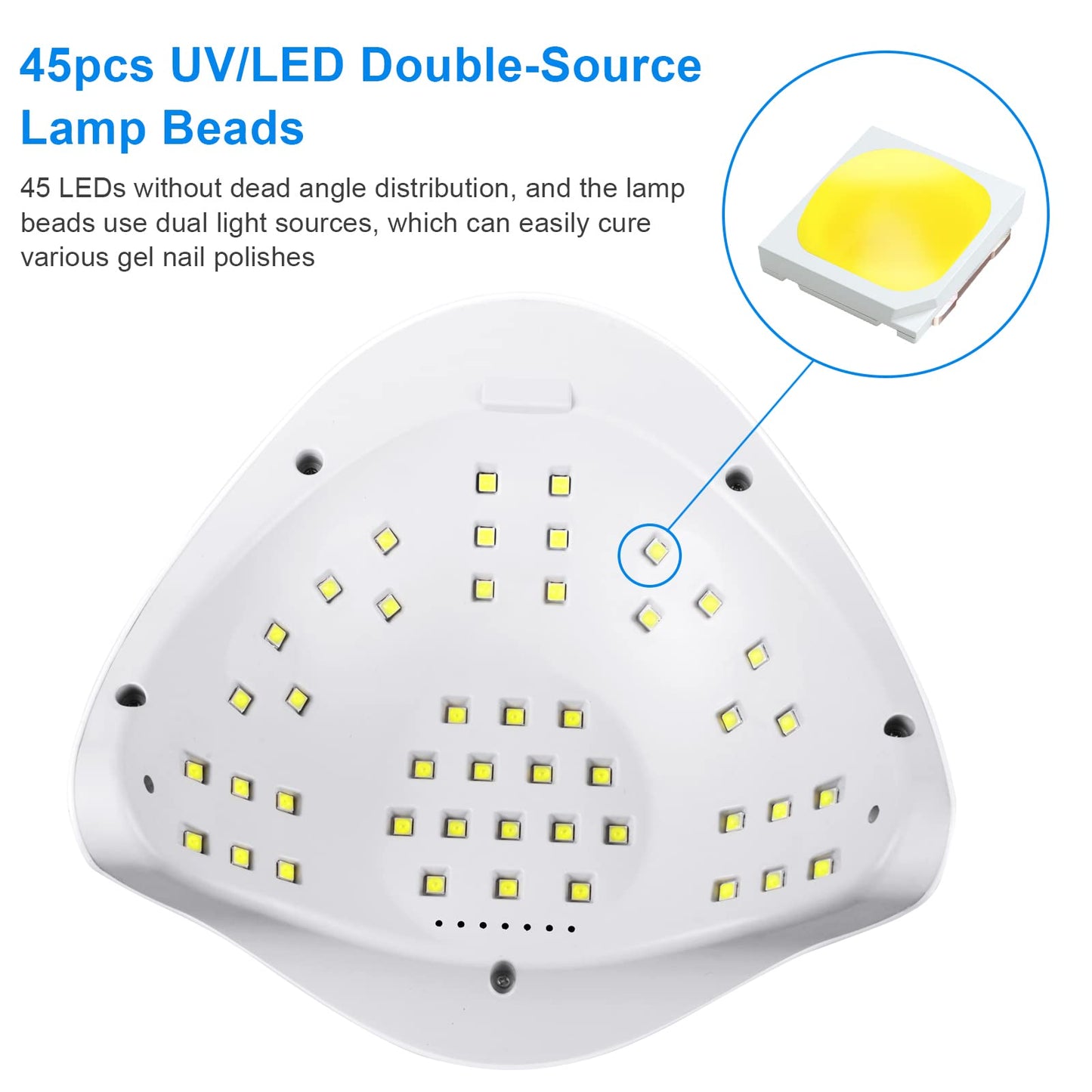 fenshine UV LED Nail Lamp, 220W UV Nail Polish Light with Phone Holder Professional Nail Gel Polish Dryer Curing Lamp with 4 Timer Setting, Auto Sensor 45 Beads for Nail Art Design
