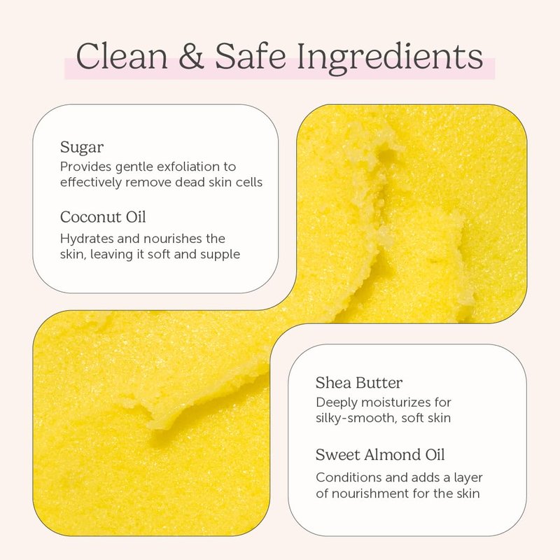 Nectar Life Exfoliating Sugar Scrub, Moisturizing Body Scrub with Coconut Oil & Shea Butter, Pre Shave Exfoliator (8 Ounce, Lemon)